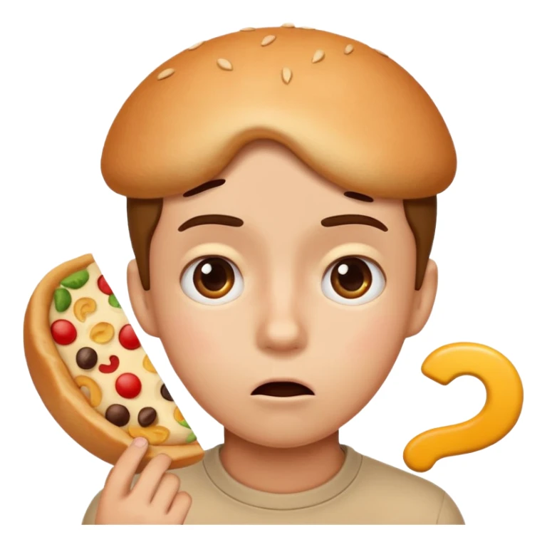 Draw an emoji where a person thinks with a question mark in front of the food sticker