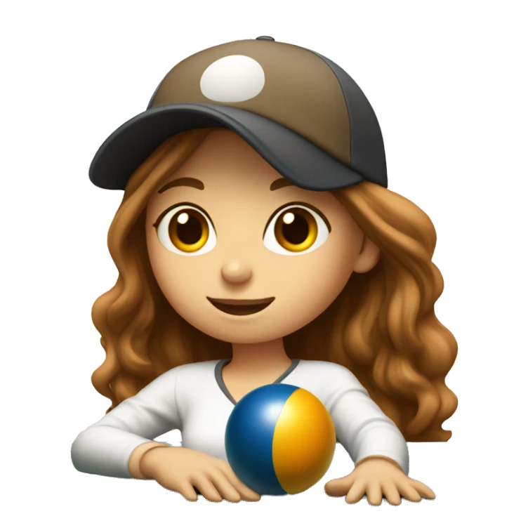 Girl with long brown hair and baseball cap playing pool sticker