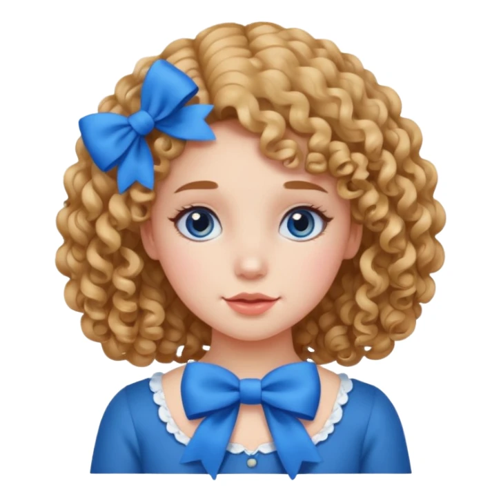 girl  with blue bow and curly hair sticker