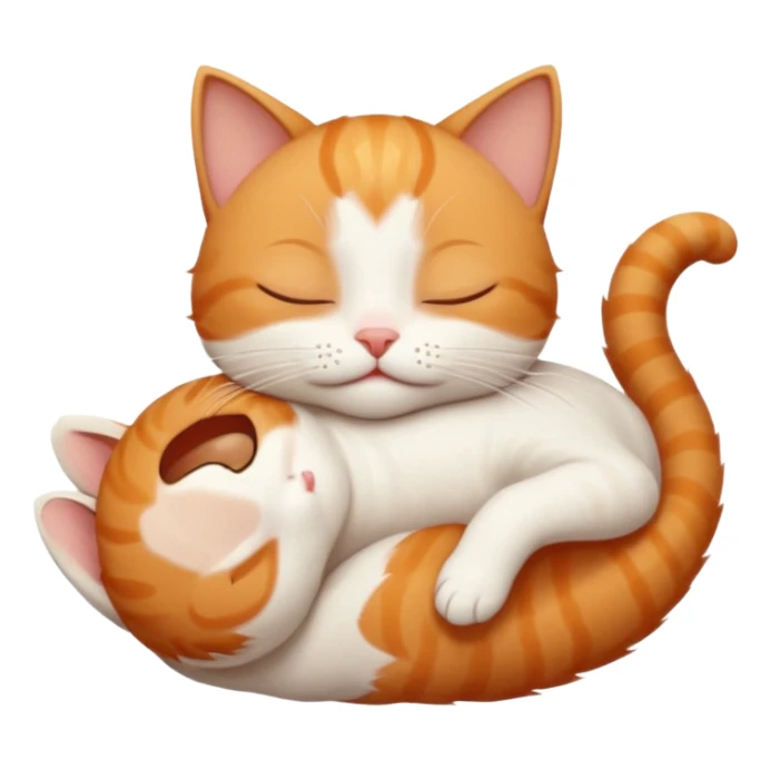 ginger and white small cat in funny positions upside down with eyes closed sticker