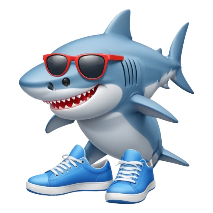 Cool shark with sunglasses and blue sneakers sticker