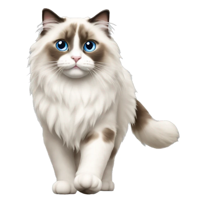 ragdoll cat PROUD WALK, walking, standing sticker