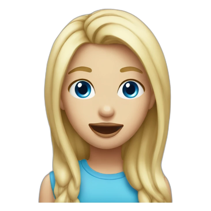 blond girl blue eyes sticking tongue out sticker
