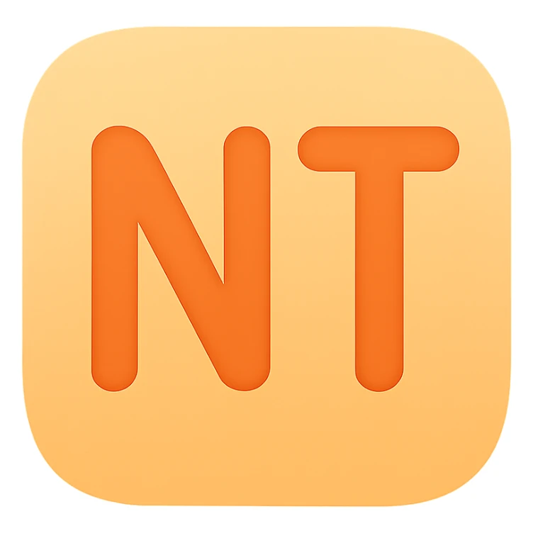 letters NT in a rounded icon style, with soft edges and a friendly look sticker