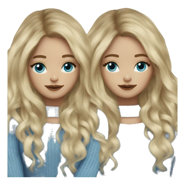 Blonde balayage long hair women blue sweater, blue eyes  sticker