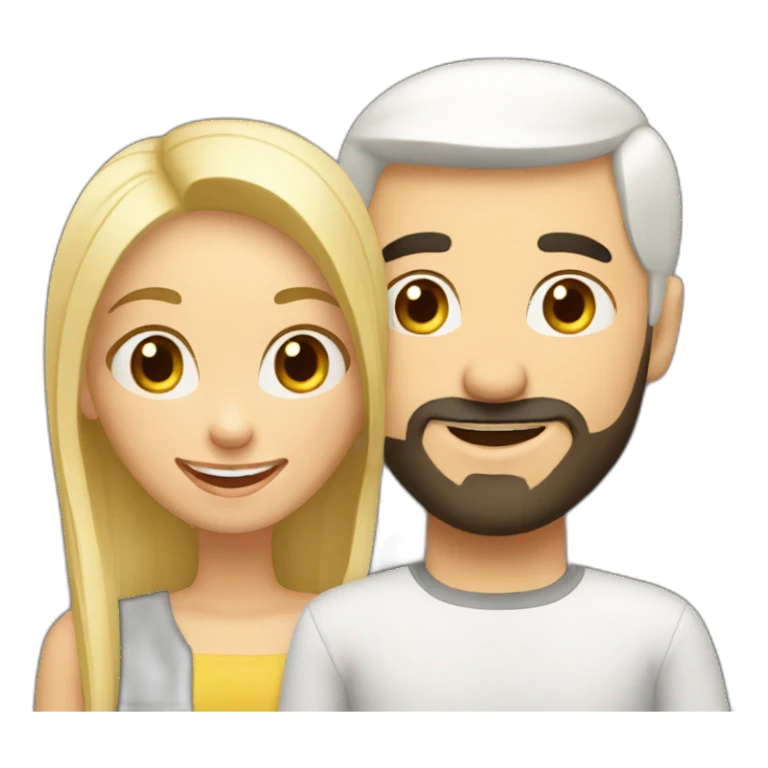 happy couple blond russian girl with a bald arab guy with a short black beard sticker
