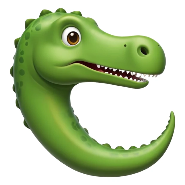 diplodocus emoji with long neck resembling a phallic shape, humorous facial expression sticker