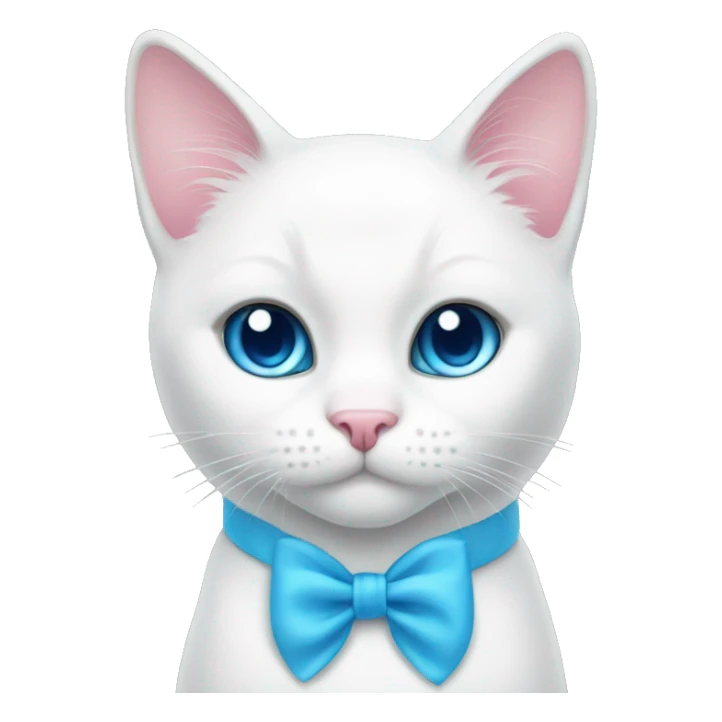 White cat pink bow blue eyes  sticker