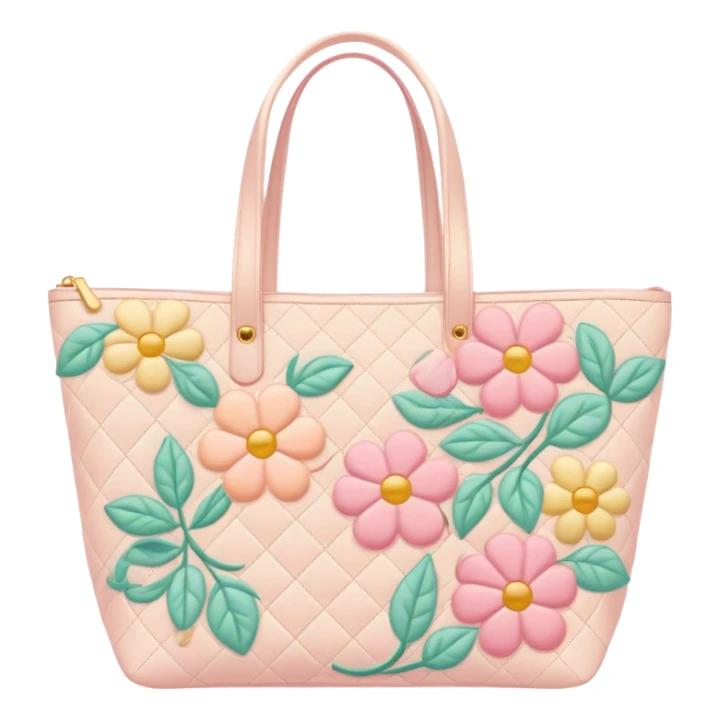 pastel floral quilted tote bag  sticker