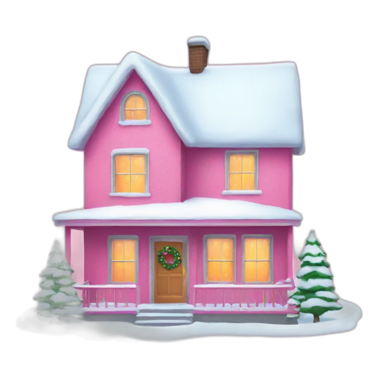 New Year's house decorated pink\ sticker