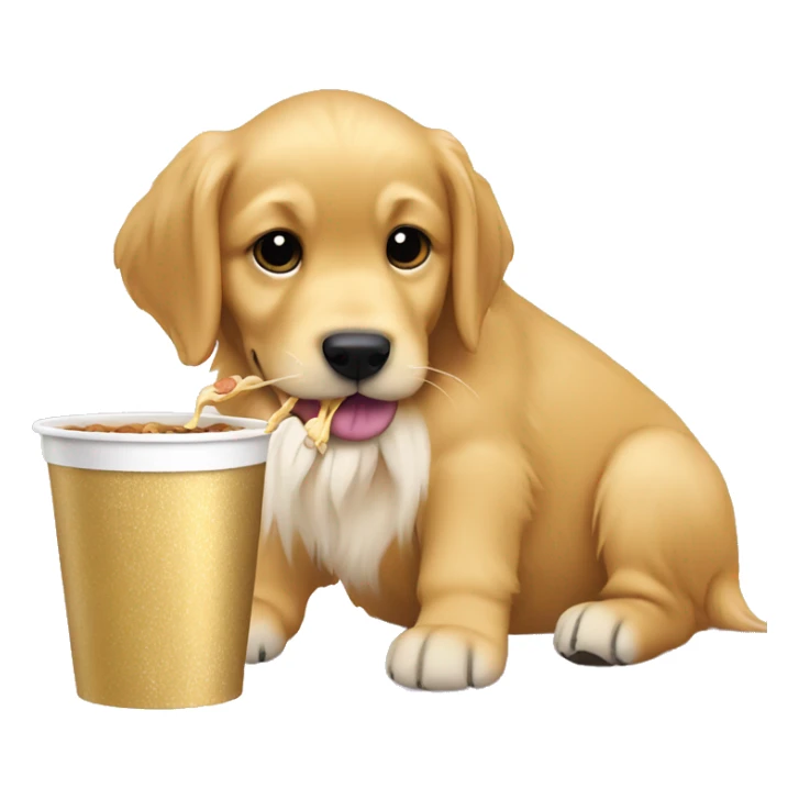 Golden retriever eating pup cup sticker