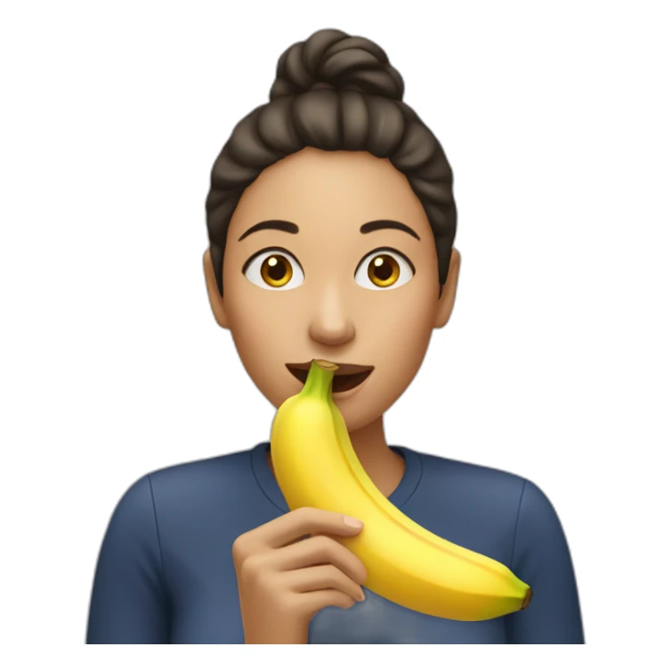 woman eating one banana sticker