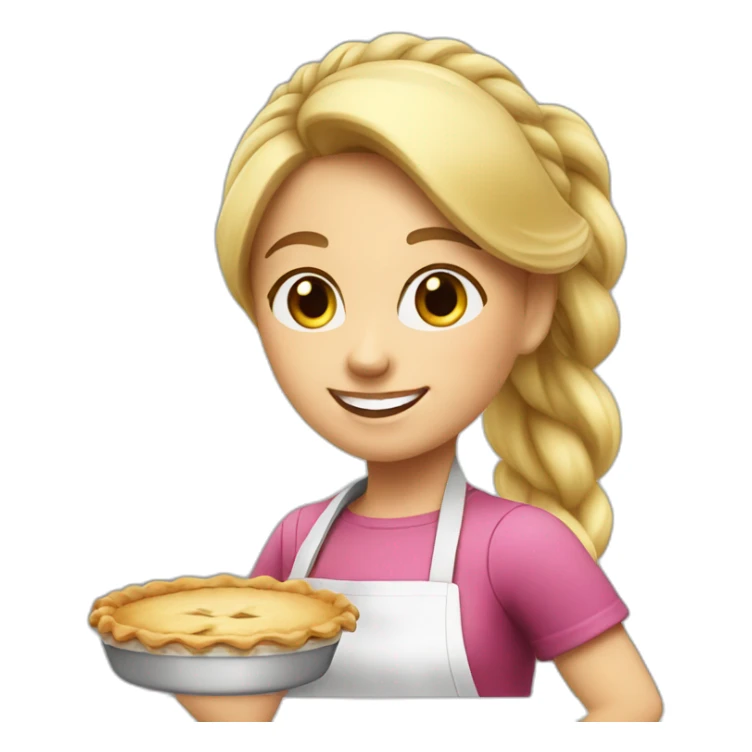 cute blonde girl with pony tail cooking a pie sticker