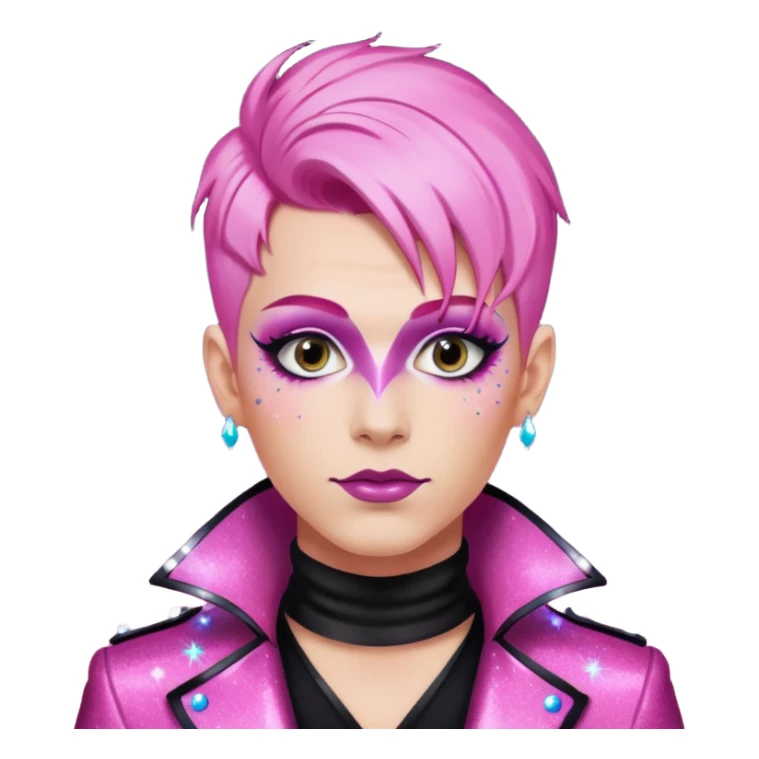 pink hair drag king fabulous makeup with glitter sticker
