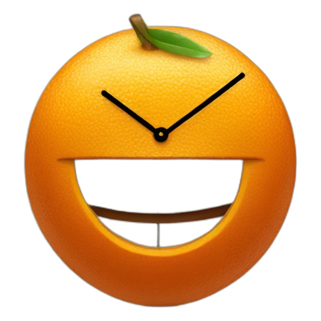 orange clock with eyes and mouth smiling sticker