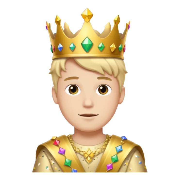 Festival Prince – gold sash + confetti crown, Golden Princes. sticker