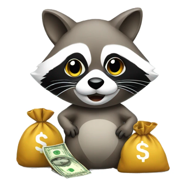 raccoon with money bag sticker