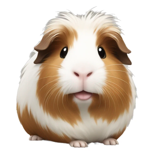 Guinea pig with fluffy hair, colored white and light rustic brown  sticker