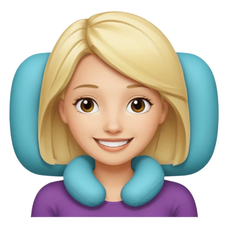 blonde woman using travel pillow  sticker