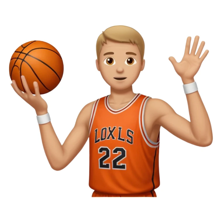 A white man with a basketball, doing a layup sticker