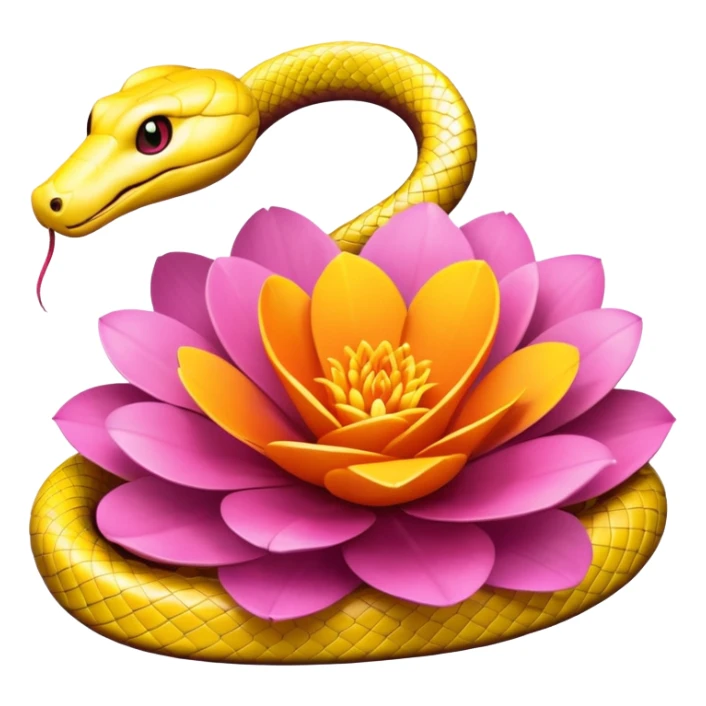 Pink yellow orange summer flower mixed with a snake sticker