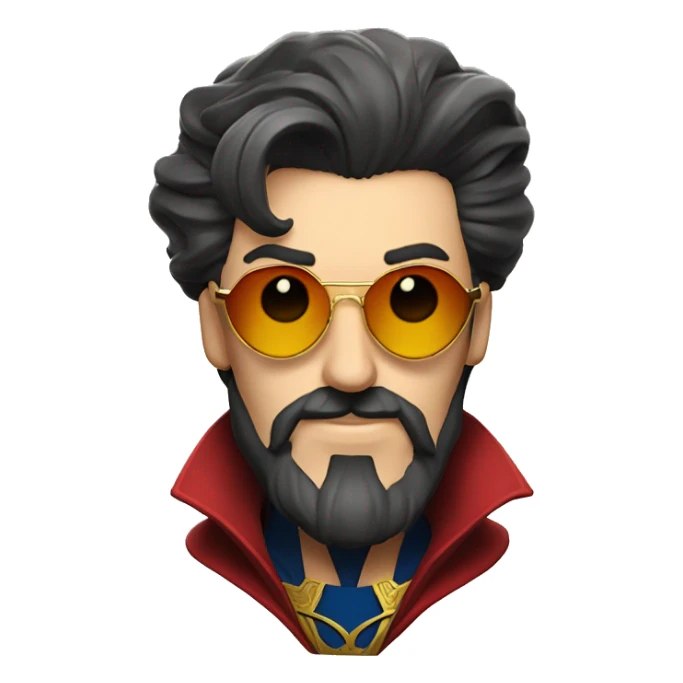 doctor strange having long beard and heart shaped sunglasses sticker