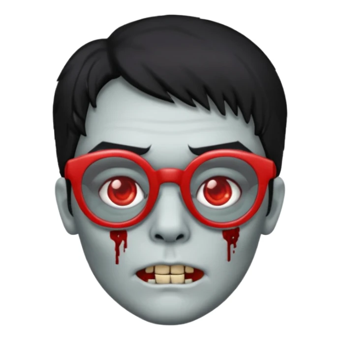zombie black hair with big red glasses sticker