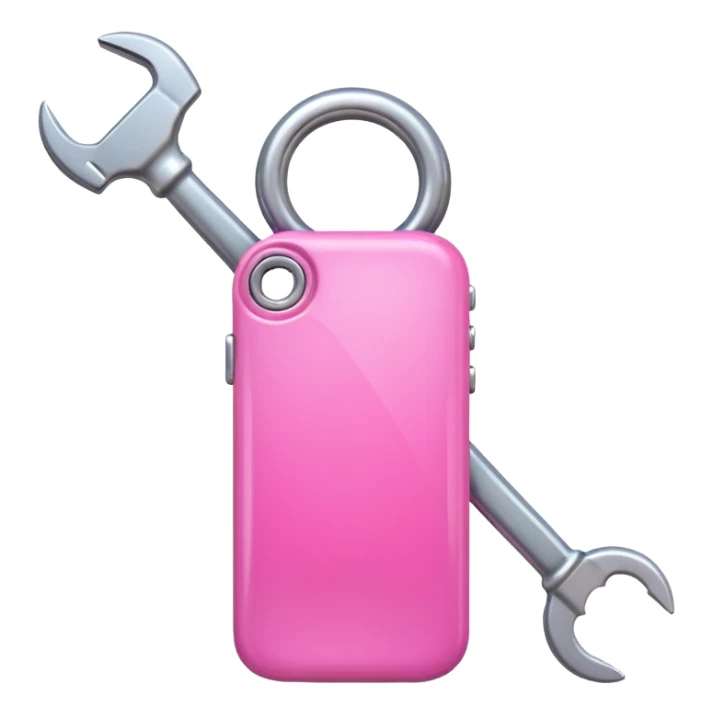 pink girly cellphone with a cute wrench sticker