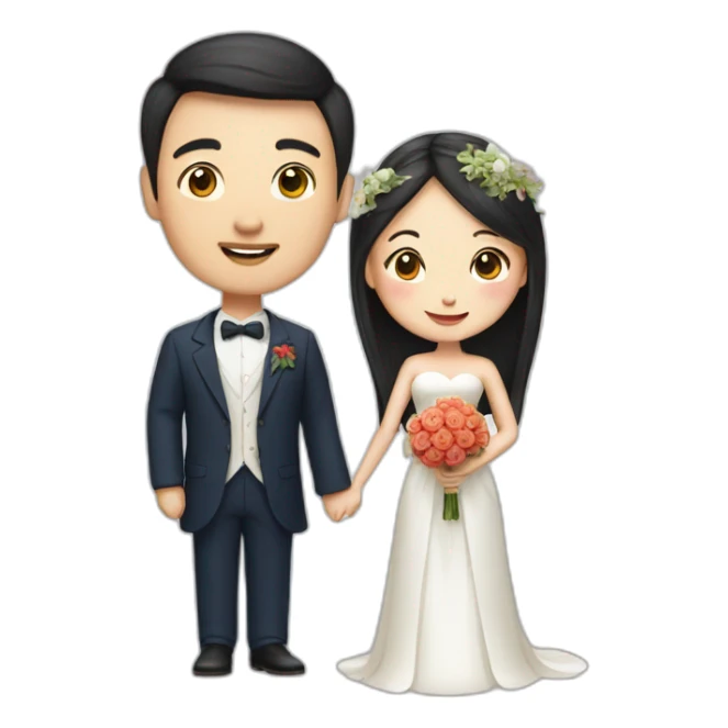 chinese woman and french men getting married sticker