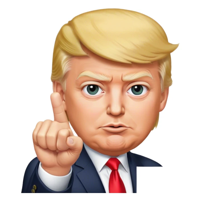 Super realistic Donald Trump pointing index finger up, realistic face sticker