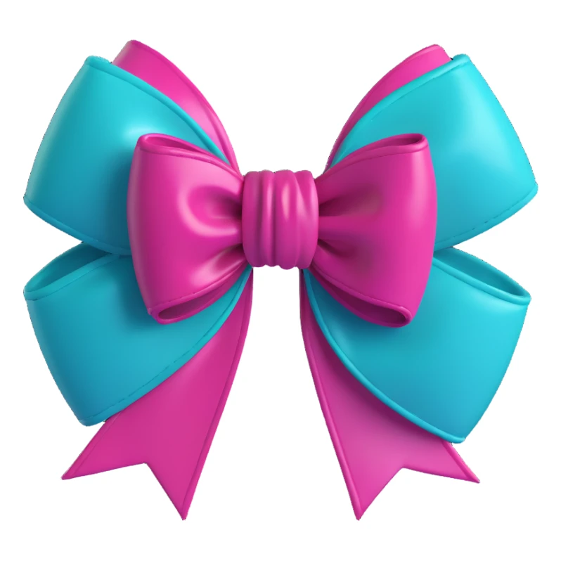 3D emoji style bow, magenta, glossy wet look sticker