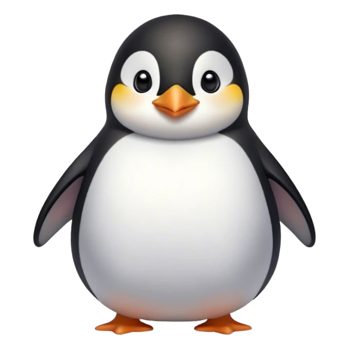 Cinematic chubby penguin, round fluffy body, tiny beak and feet, soft glowing feathers, gentle happy eyes, slightly tilted head, warm and irresistibly cute. sticker