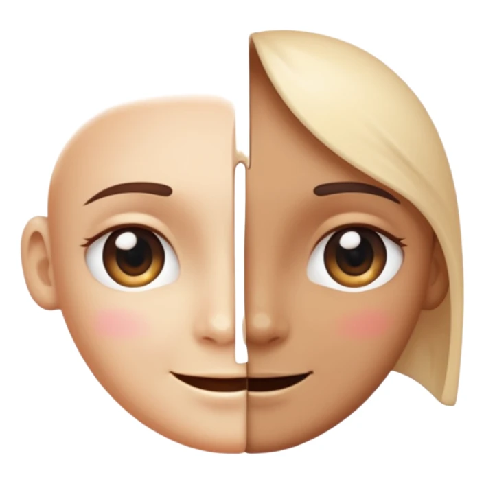 A face split diagonally: one half smiling, the other half with a tear. Soft gradient colors to show transition between emotions. Slight sparkle accent to suggest depth and nuance. sticker