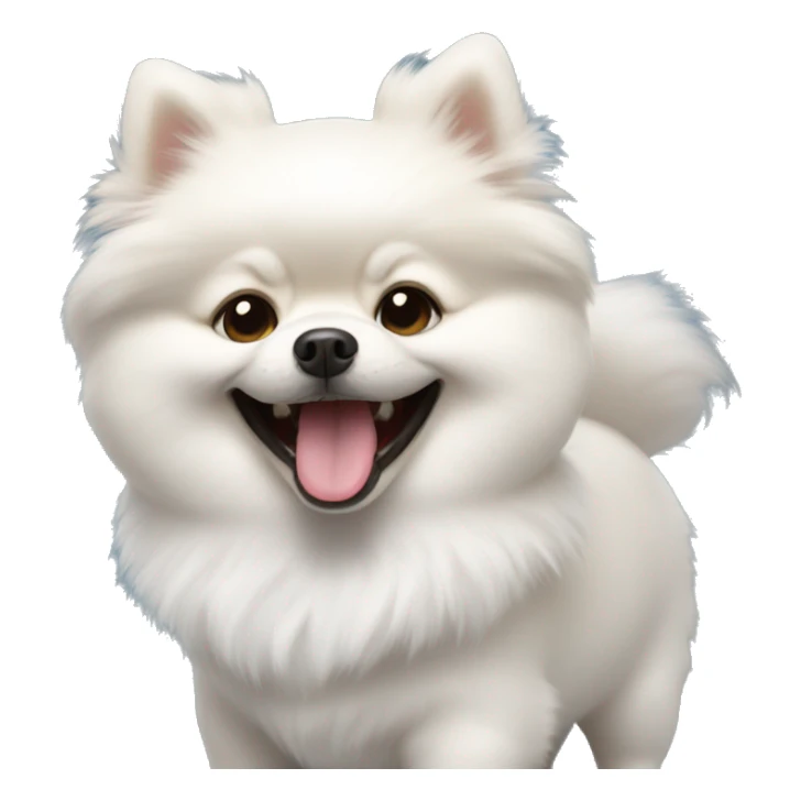 Pute white pomeranian with smile sticker