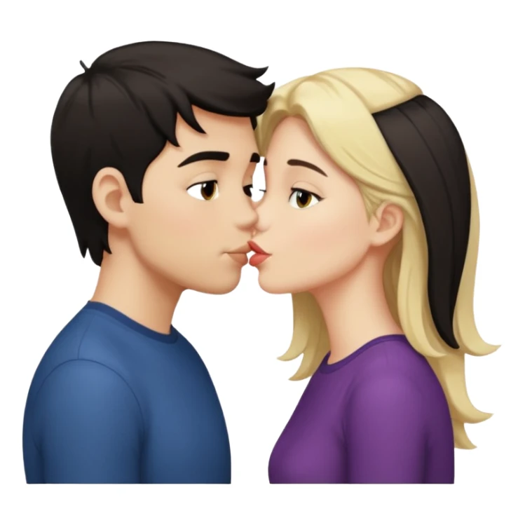 ragazzo moro che bacia una ragazza bionda scura sticker