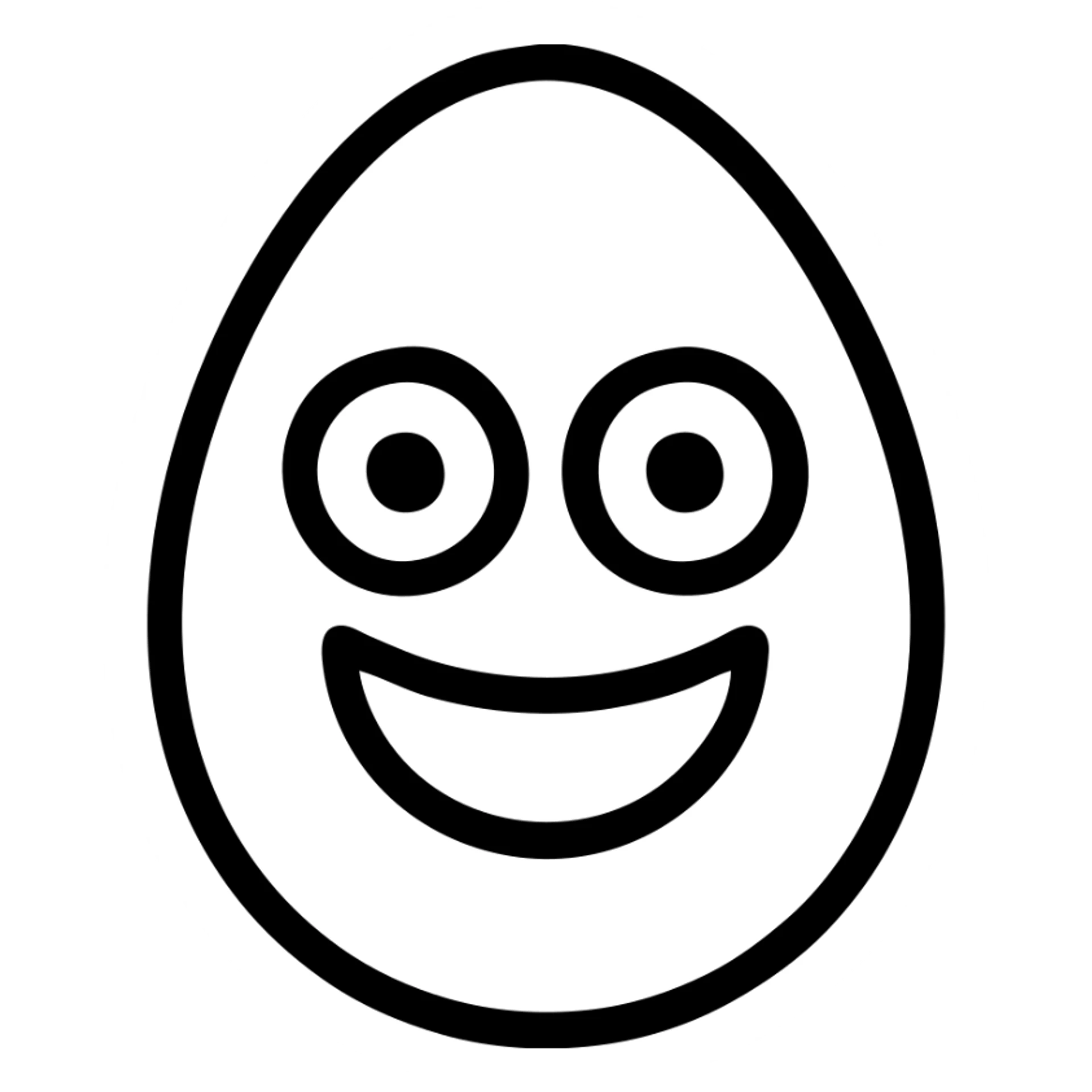 cartoon egg with big eyes and a wide smile, bold outlines sticker