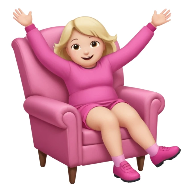 Little Girl falling off of a chair while standing up on it she is fat but not too fat and is wearing pink clothes sticker