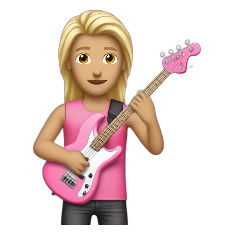 long-blond-bassguitar-player-pink-clothes-pink sticker