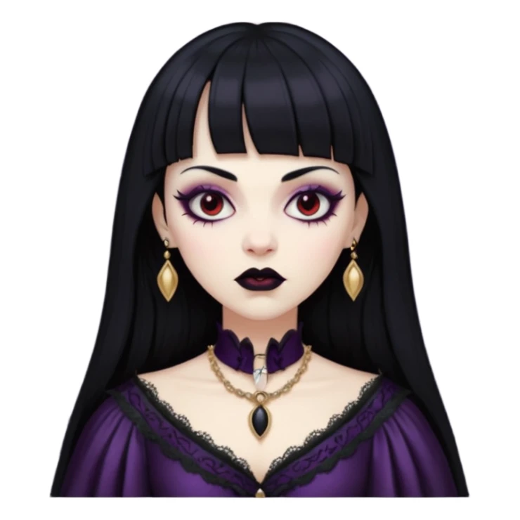 vampira gótica branca de cabelo preto e franja sticker