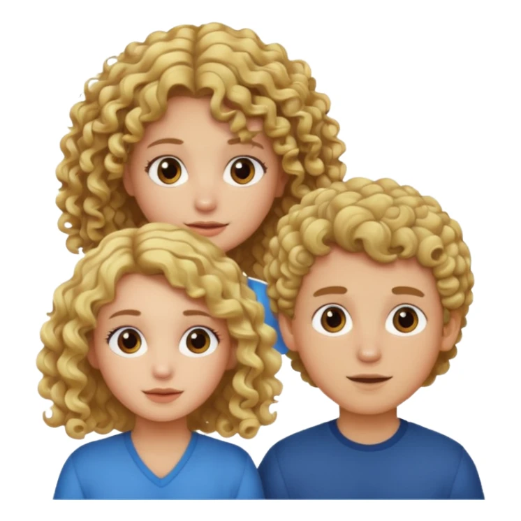 blond girl with curly brown hair boy sticker