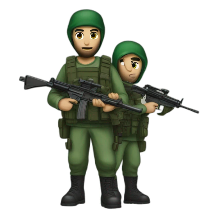 hamas and israeli fighters with rifles sticker