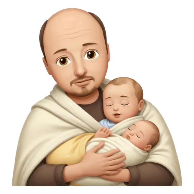 Rafael Benitez coach in his arms sleeps a baby sticker