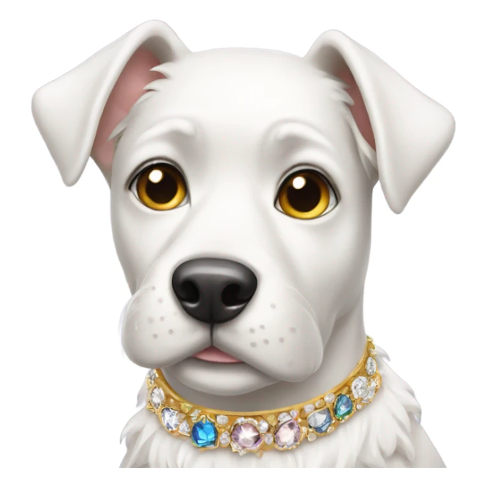 A fancy white dog with jewels  sticker