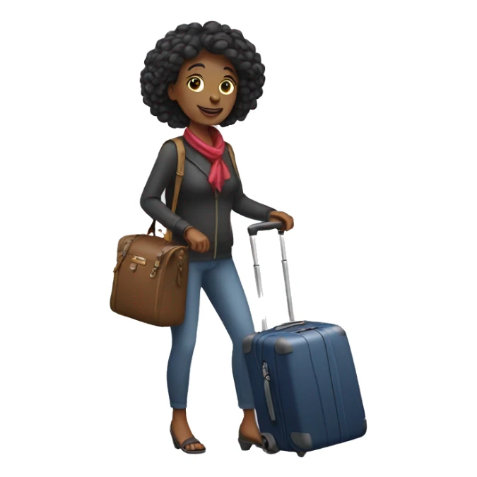 Lady carry luggage traveler sticker