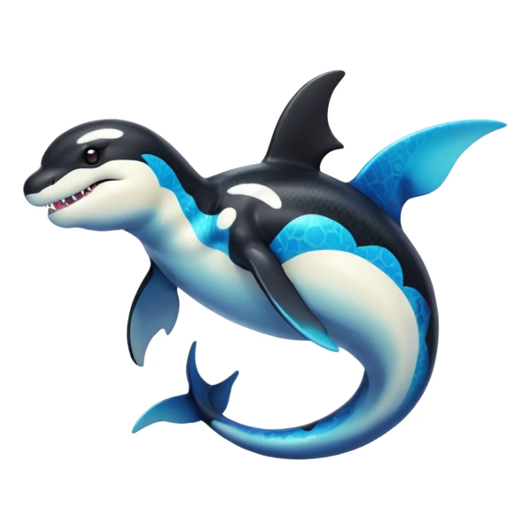 white blacks colorful gradient orca-colored orca-patterned shiny glossy Fakémon-Digimon-reptile-charizard-feraligatr-lizard-creature-hybrid (full body) sticker