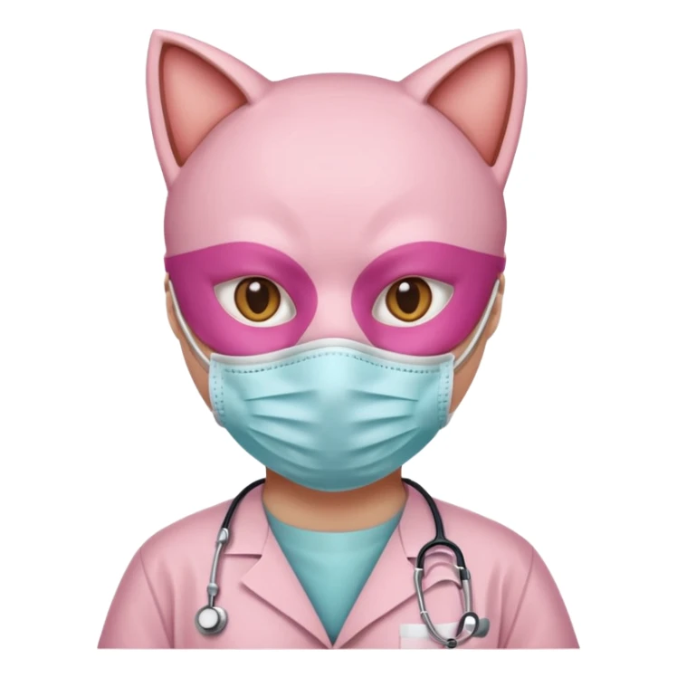 pink doctor cat, surgeon mask sticker