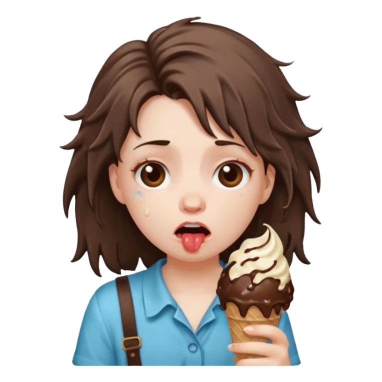 a crying girl with ice cream after heartbreak sticker
