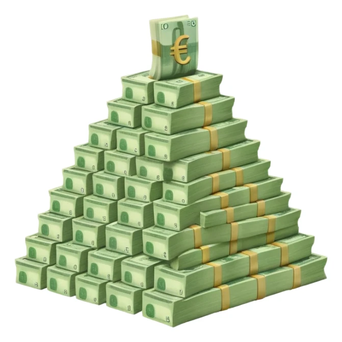 a mountain of packs of euros sticker