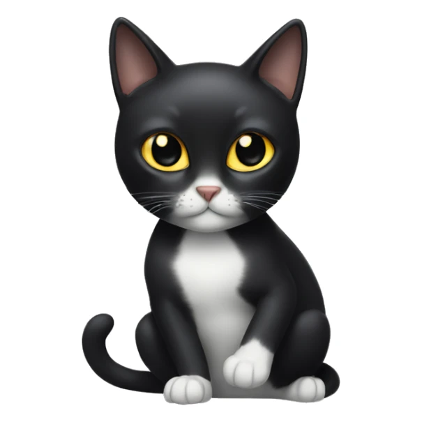 Black cat with white spot on its groin sticker