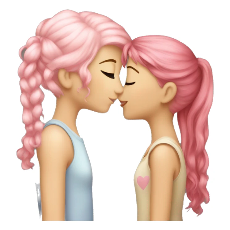 pink haired girl kissing a blonde girl sticker